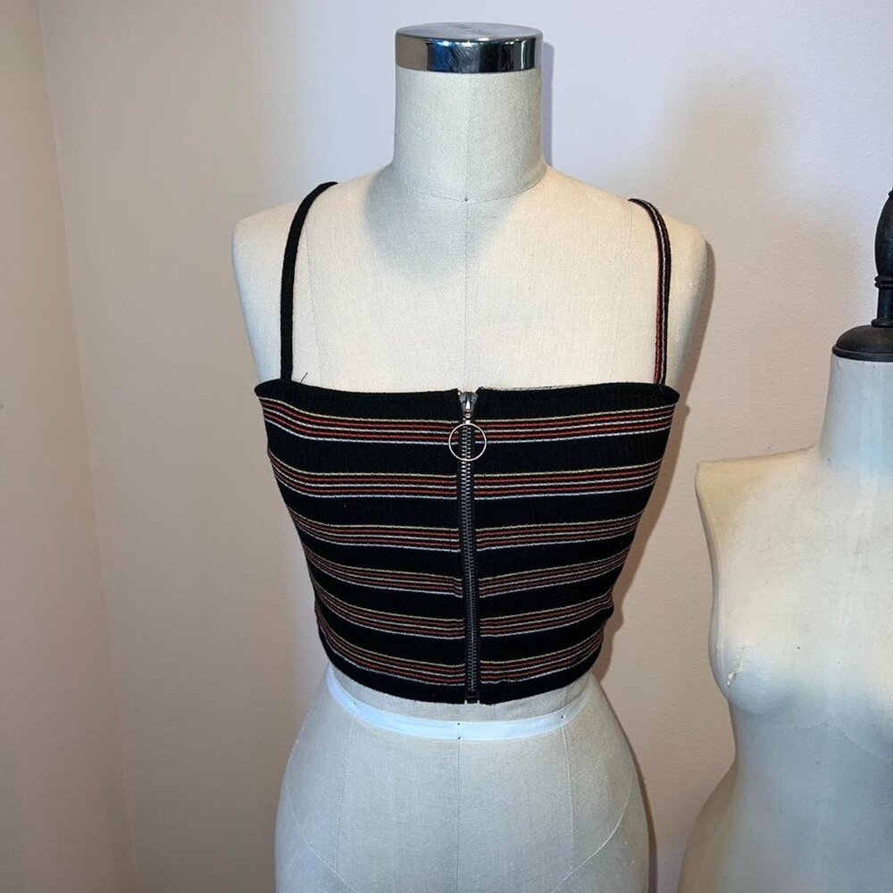 Urban Outfitters striped Adjustable Zipper Tank Top